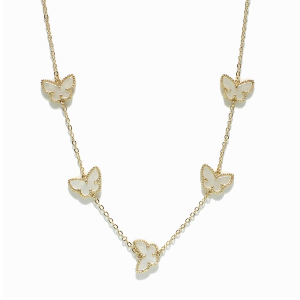Gold/ white butterfly necklace